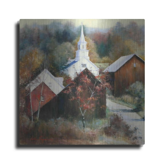 Luxe Metal Art 'New England Veterans' by Esther Engelman, Metal Wall Art, 12"x12"