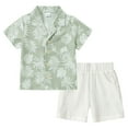 thumbnail image 5 of CARETOO Toddler Boy Clothes Summer Outfits Short Sleeve Button Down Shirt Shorts Beach Casual Set, 5 of 8