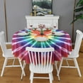 thumbnail image 2 of Colorful Rainbow Tie Dye Spiral Pattern Round Tablecloth 60"x60",Wrinkle Wipeable Table Cloth for Kitchen Dining Room Picnic Patio Party, 2 of 6