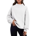 thumbnail image 2 of Pullover Sweatshirt Solid Color Loose Tops Round Neck Hoodie Women Thick Clothing, 2 of 7