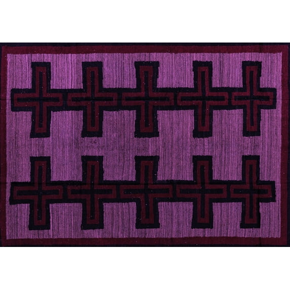 Ahgly Company Indoor Rectangle Southwestern Purple Country Area Rugs, 5' x 8'