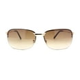 thumbnail image 2 of Mens Luxury Rimless Rectangle Oval Metal Rim Sunglasses Gold - Brown, 2 of 4