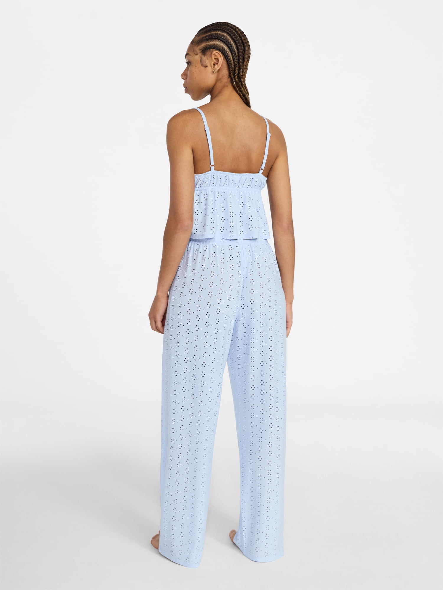 No Boundaries Eyelet Cami and Pants Sleep Set, 2-Piece, Women's XS-XXL