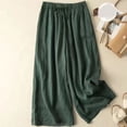 thumbnail image 5 of Cotton Linen Pants Women 2026 Summer Elastic High Waist Wide Leg Loose Fit Lounge Pants with Pockets, 5 of 6