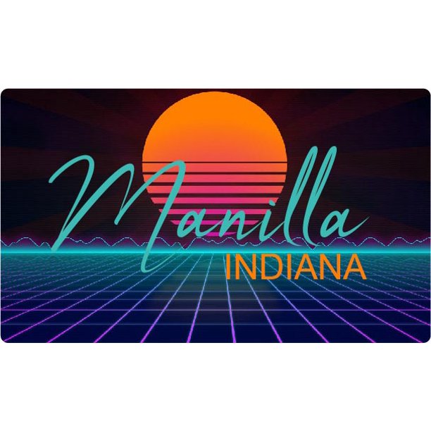 Manilla Indiana 2 X 1.25Inch Vinyl Decal Stiker Retro Neon Design