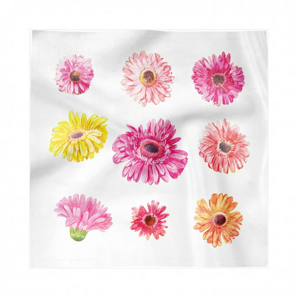 Gerber Daisy Napkins Set of 4, Gerbera Flower Heads in Pink and Yellow ...