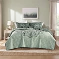 thumbnail image 4 of Regency Heights King Quilt Set, 3-Piece Reversible Bedspread Coverlet Set, Olive Quilted Bedding Set with Shams for All Season, 4 of 9