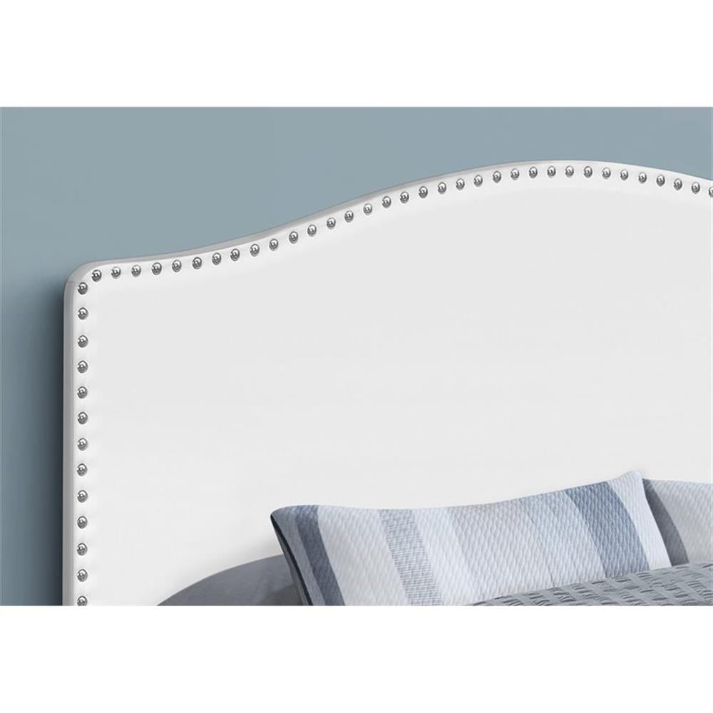 63" Upholstered White Leather-Look Headboard for Queen-Size Bed