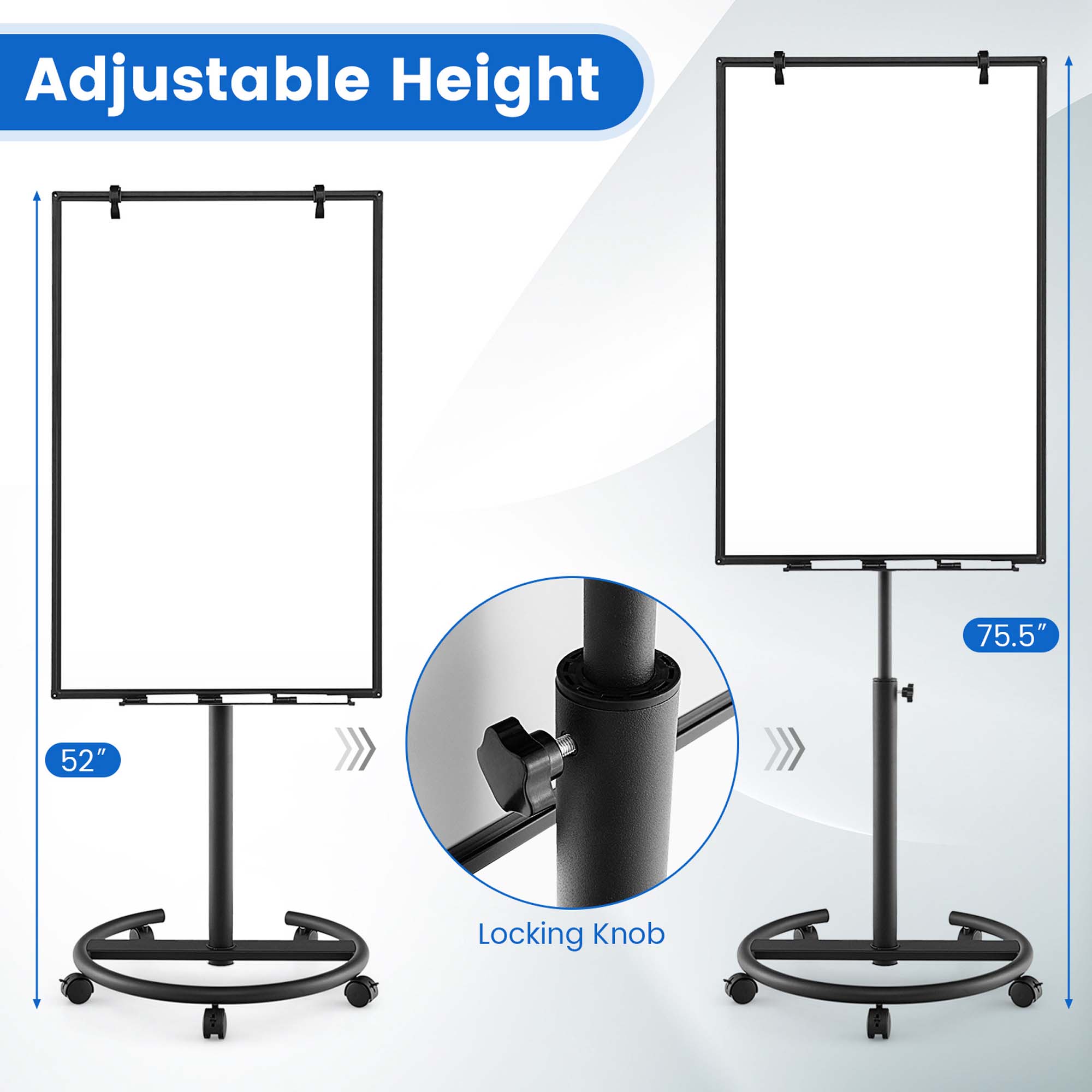 Costway Mobile Whiteboard, 40"x26", Height Adjustable photo 5