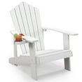 thumbnail image 1 of Gymax Chaise de Patio, Résistante aux Intempéries, à Lattes, de Style Adirondack, avec Porte-Gobelet, Blanche., 1 of 8