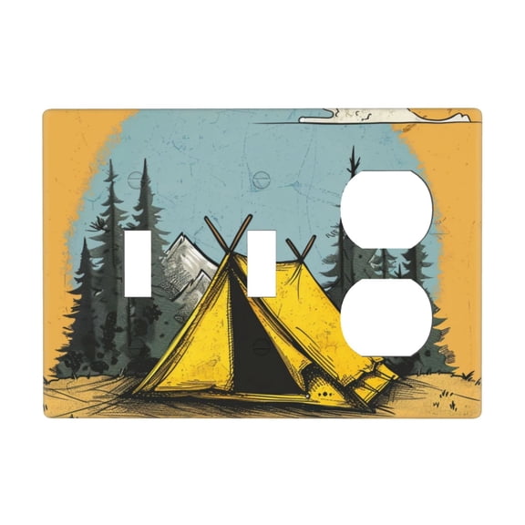 Camp Wild Switch Cover Decorative Wall Plate 3-Gang 2-Toggle 1-Duplex Standard Size