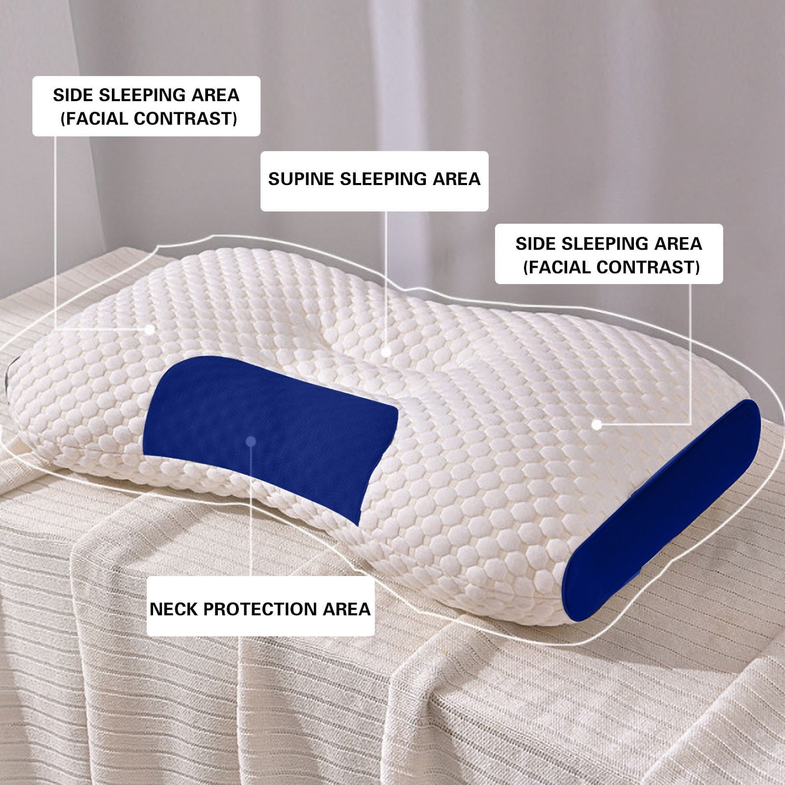 Orthopedic Cervical Pillow with Fast-Rebound Memory Foam - Machine Washable Ergonomic Neck Support Pillow Core Hypoallergenic & Breathable for Spine Alignment & Pain Relief, Home/Travel Use