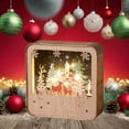 thumbnail image 4 of OEFNTAC Decorations Santa Claus Cabin Luminous Wooden House LED Desktop Ornament 5.9x5.9in Painted Night Light Christmas Home Holiday Gift Battery Powered Christmas Accessories, 4 of 6