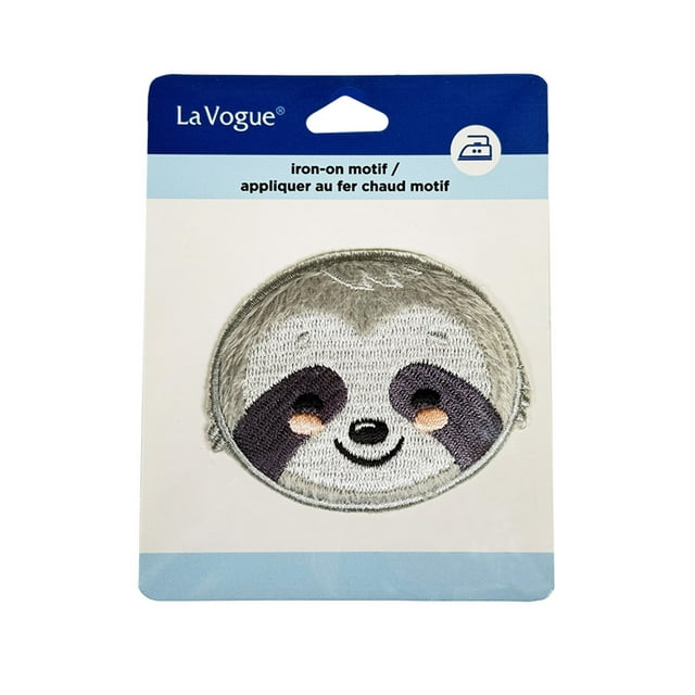 LA VOGUE Sloth Embroidered Iron-On Patch, 1 Piece, 11.43 × 8.89 cm (4.5 × 3.5 in)