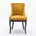 thumbnail image 5 of Set of 2 Ultra Side Dining Chairs, Thickened Fabric Accent Chair with Neutrally Toned Solid Wood Legs, Bronze Nail Head, for Home Kitchen and Restaurant Furniture, Golden, 5 of 9