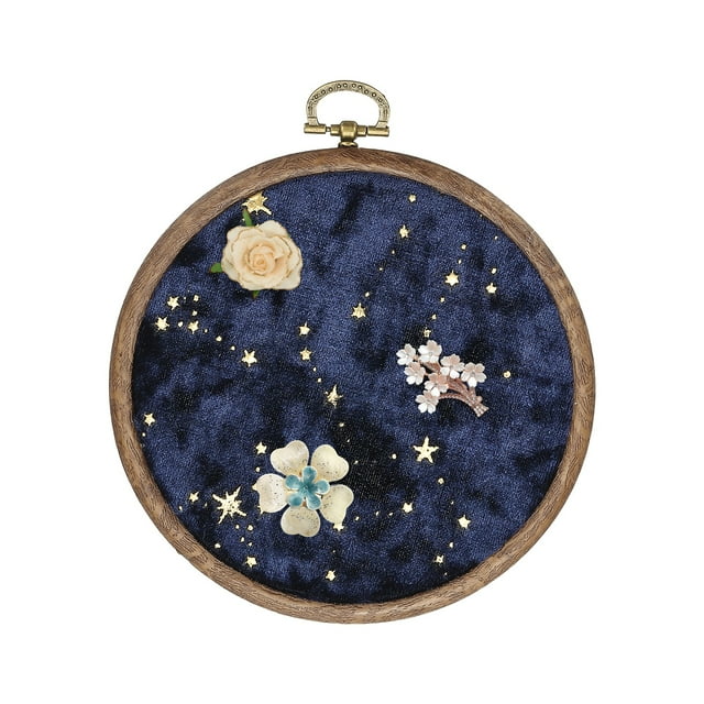 Tablero de Exhibición de Pines Redondo Uxcell, Soporte de Exhibición de Joyería Colgante de Terciopelo de 5.3" para Colección de Pines de Esmalte, Insignias, Broches, Estrella y Luna, Azul Marino