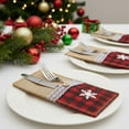 thumbnail image 5 of Christmas Knife and Fork Set, Linen Cutlery Storage Bag with Snowflake & Bow for Holiday Table Setting, Christmas Dinner Party Decoration, Restaurant & Hotel Decor, 5 of 6