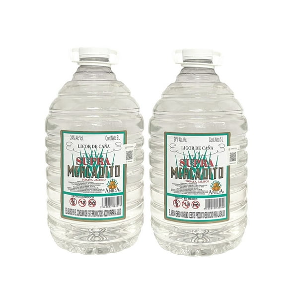 Dos Garrafas Licor de Caña Supra Mercadito Blanco 5 L Licor de Caña