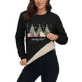 thumbnail image 5 of SYMOID Womens Black Christmas Holiday Sweatshirt - Plush Fleece Lined Cropped Hem Relaxed Fit Festive Tree Print Winter Pullover (M-XXXL),Size 3XL, 5 of 6