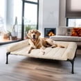 thumbnail image 4 of Veehoo Cooling Elevated Dog Bed with Fluffy Plush Bolster Cushion, 42 x 30 inches, Cream White, 4 of 8