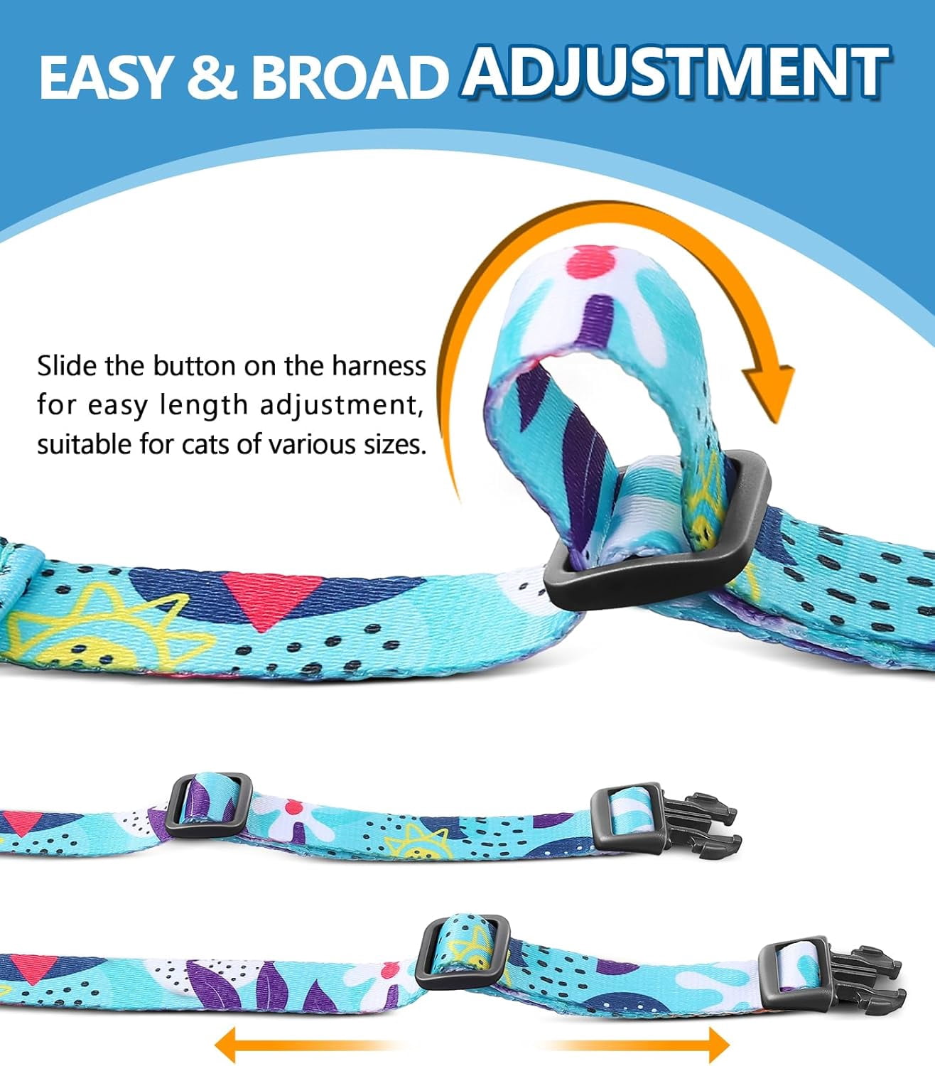 Cat Harness and Leash Set, Escape Proof [3 in 1 Adjustable & Lightweight] Cat Harness, Safe Kitten Harness for Large Cats Soft Comfortable, Easy to Wear, Walking Outdoor Travel, Medium
