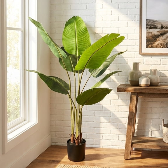 Verdelure 4FT Artificial Plant Fake Tropical Palm Tree Potted Indoor Faux Floor Plant for Home Office Decor