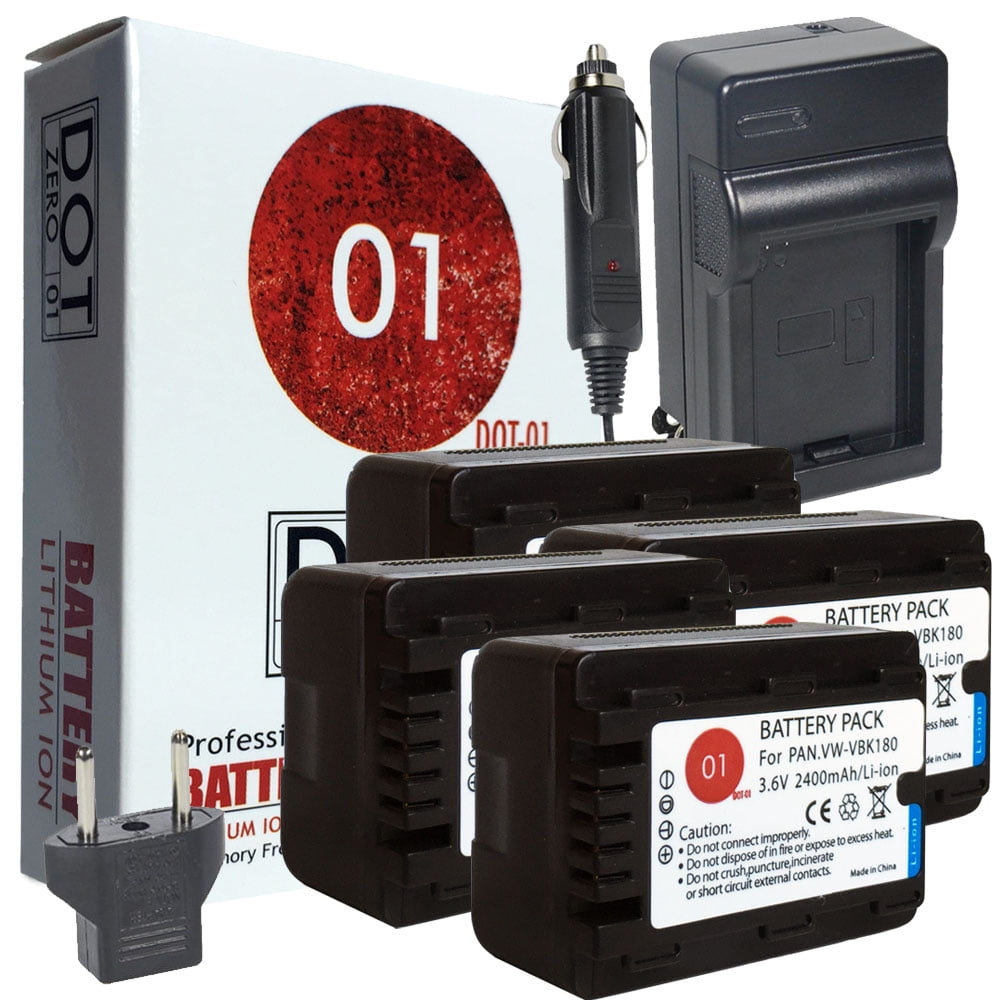 4x DOT01 Brand 2400 mAh Replacement Panasonic VWVBK180 Batteries and