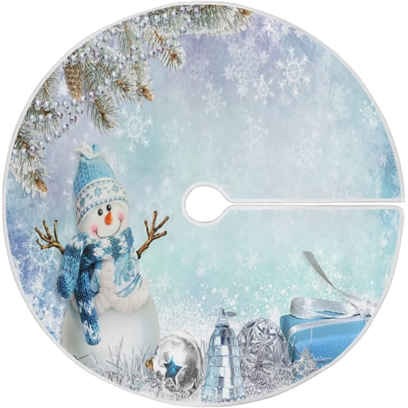 FMSHPON Christmas Snowman Xmas Christmas Tree Skirt Stand Mat for Holiday Party Decoration Indoor Outdoor 48 inches
