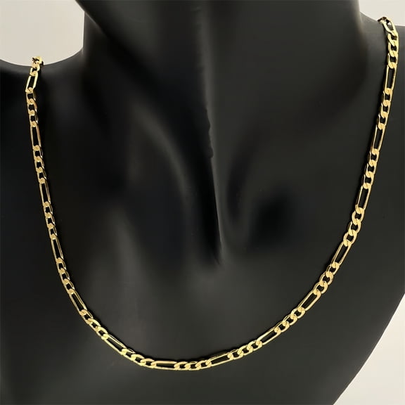 14k Real Gold Polished Necklace for Men, Real Solid 14k Yellow Gold Chain, 4mm and 18" Italian