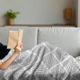 thumbnail image 3 of Grey Soft Flannel Fleece Throw Blanket, Digital Geometric Volumetric Diamond Form with Dashed Effects Web Lines Image Print, Cozy Plush for Indoor and Outdoor Use, 70" x 90", White, by Ambesonne, 3 of 5