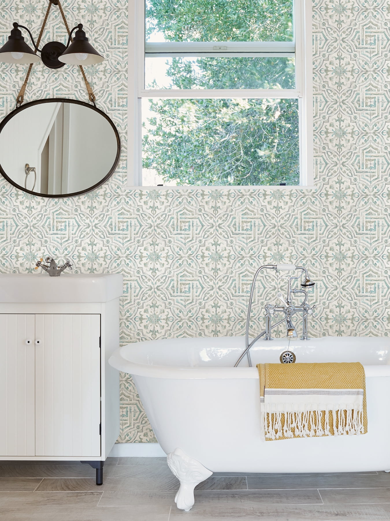 Nuwallpaper Teal and Grey Landondale Peel & Stick Wallpaper