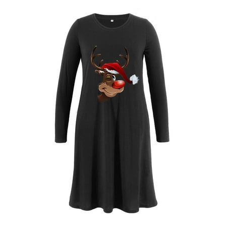 

Pregnancy Clothes Thanksgiving Deals Clearance Women Maternity Wear Christmas Deer Head Printed Long Warm Sweatshirt Long Sleeve Crewneck Pocket Dress