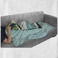 thumbnail image 5 of Travel Soft Flannel Fleece Blanket, Cartoon Front View Layout of Vintage Van and Colorful Surfboards Print, Cozy Plush for Indoor and Outdoor Use, 50" x 60", Pale Blue and Multicolor, by Ambesonne, 5 of 5