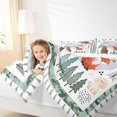 thumbnail image 3 of Castle Fairy Cute Camo Woodland Animal Twin Comforter Sets 2pcs,Fox Bear Deer Puppy Pine Bedding Set,Sage Cream White,Reversible,1 Comforter and 1 Pillowcase, 3 of 6
