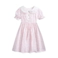 thumbnail image 2 of Zpanxa Robes d'Été pour Filles à Imprimé Floral, Col à Revers, Manches Courtes, Robe de Princesse Élégante, Polyester, Rose, 4 Ans, 2 of 3