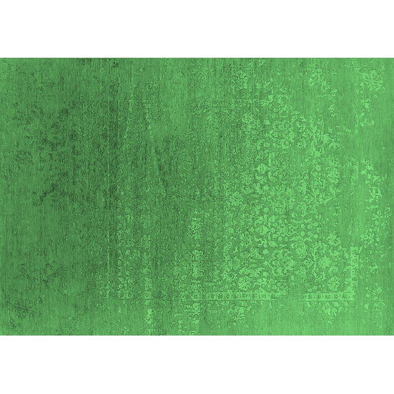 Ahgly Company Indoor Rectangle Oriental Emerald Green Industrial Area Rugs, 5' x 8'