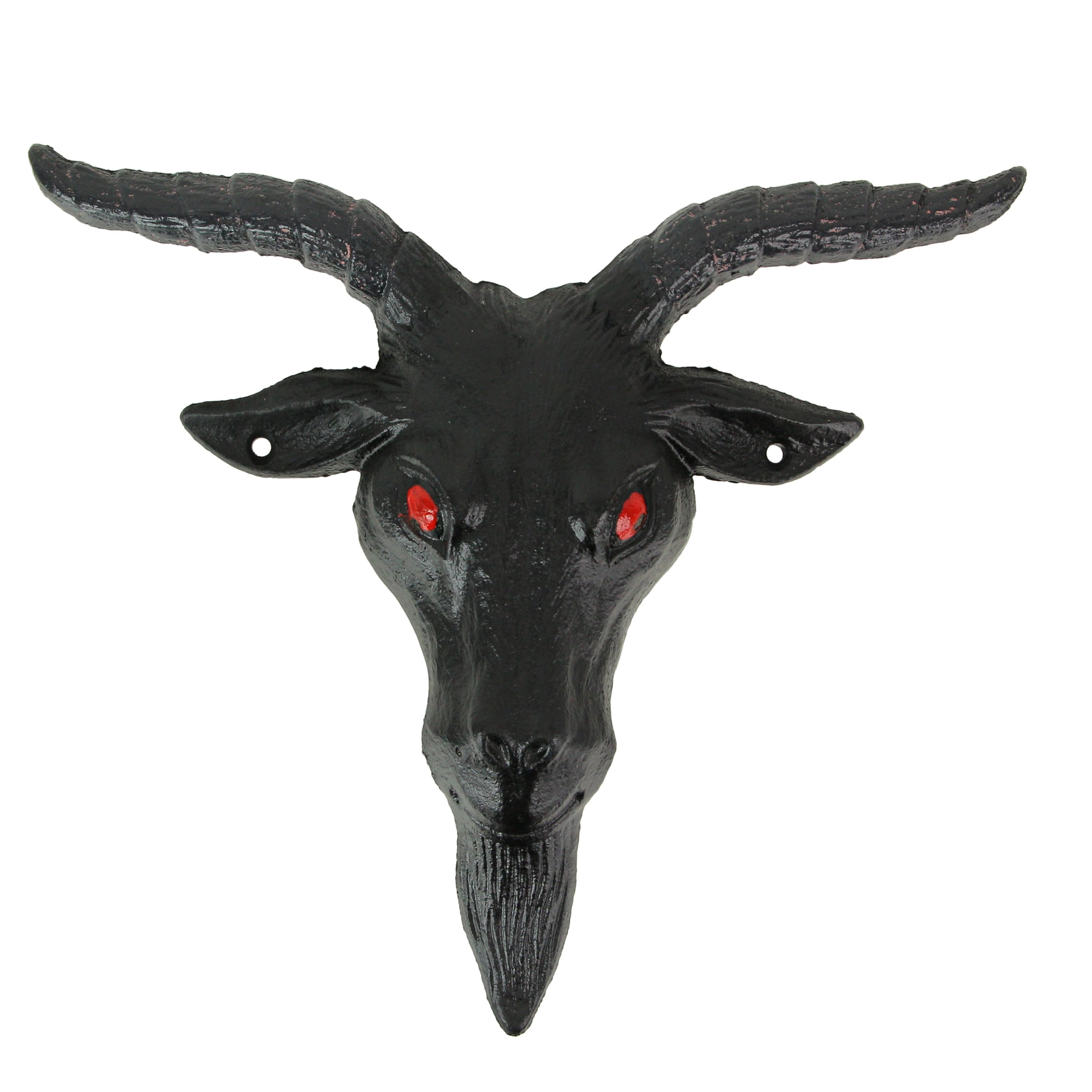 Zeckos Black Enamel Cast Iron Goat Head Wall Mounted Sculpture Hanging Home  Decor 