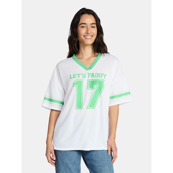 Saint Patrick's Day Women's Let's Paddy Jersey with Short Sleeves from Holiday Time, Sizes XXS-XXL