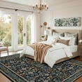 thumbnail image 2 of HIWEAVER Navy/Black 5' x 7' Distressed Floral Vintage Area Rug for Living Room Washable Non Slip Indoor Carpet for Bedroom Decor Low Pile Farmhouse Floor Cover, 2 of 6