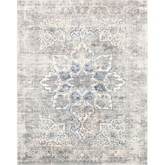 Pasargad Home  5 x 8 ft. Efes Design Power Loom Area Rug - Light Grey