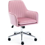 Height Adjustable Office Swivel Ergonomic Desk Chair Velvet Chair (Pink)