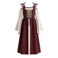 thumbnail image 5 of Liyamei Girls Medieval Court Dress Long Sleeve Off Shoulder Stage Performance Gown 3-10Y, 5 of 5