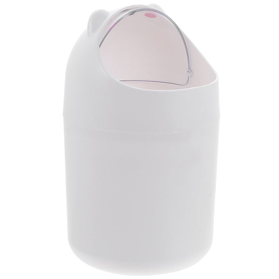 Compact Mini Trash Bin with Lid - Small White Garbage Can for Office, Travel, Car, Desk, Animal Design