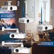 Projector Mount, White Projector Ceiling Mount Bracket Fits Flat or Sloped Ceiling Height Adjustable with Extendable Length