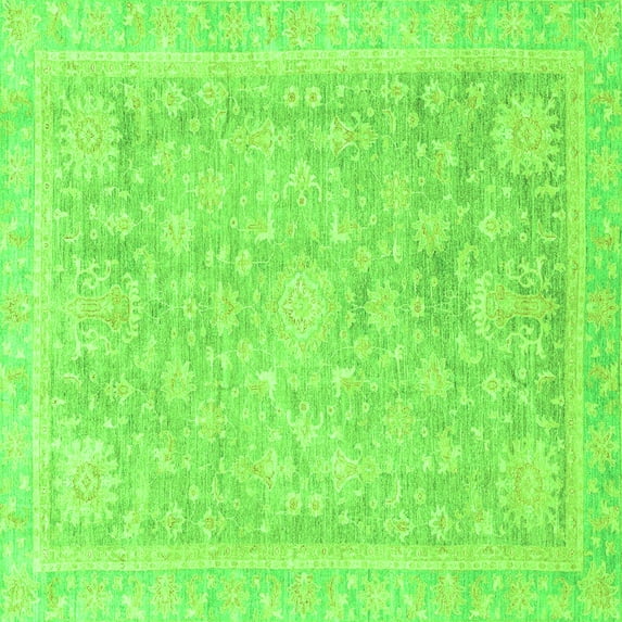 Ahgly Company Indoor Square Oriental Green Traditional Area Rugs, 6' Square