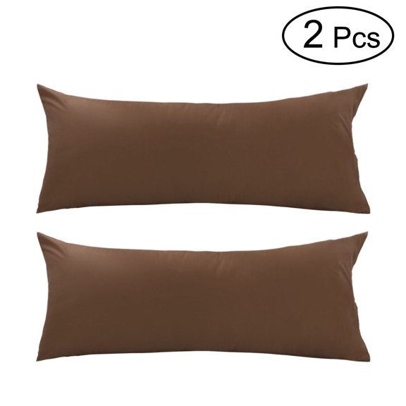 Unique Bargains Body Pillow Covers 300 Thread Count Cotton Pillowcases Set of 2 Coffee 21" x 55"