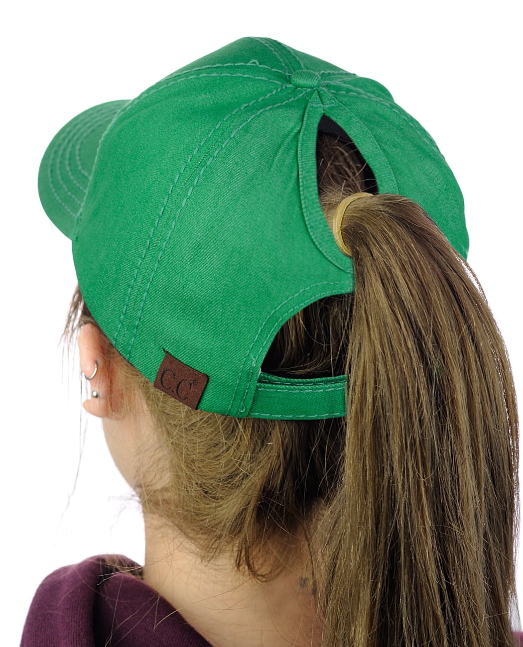 C.C Ponycap Messy High Bun Ponytail Adjustable Cotton Baseball Cap