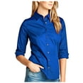 thumbnail image 3 of KOGMO Womens Classic Solid 3/4 Sleeve Button Down Blouse Dress Shirt, 3 of 6