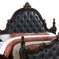 thumbnail image 6 of Moni Queen Bed, Black Button Tufted Classical Upholstery, Cherry Brown Wood, 6 of 7
