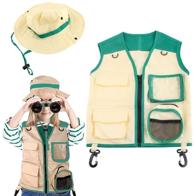 Conjunto de Disfraz de Explorador para Niños Chaleco y Sombrero de 2 Piezas para Aventuras Al Aire Libre Educación Juego de Roles ANGGREK Otros